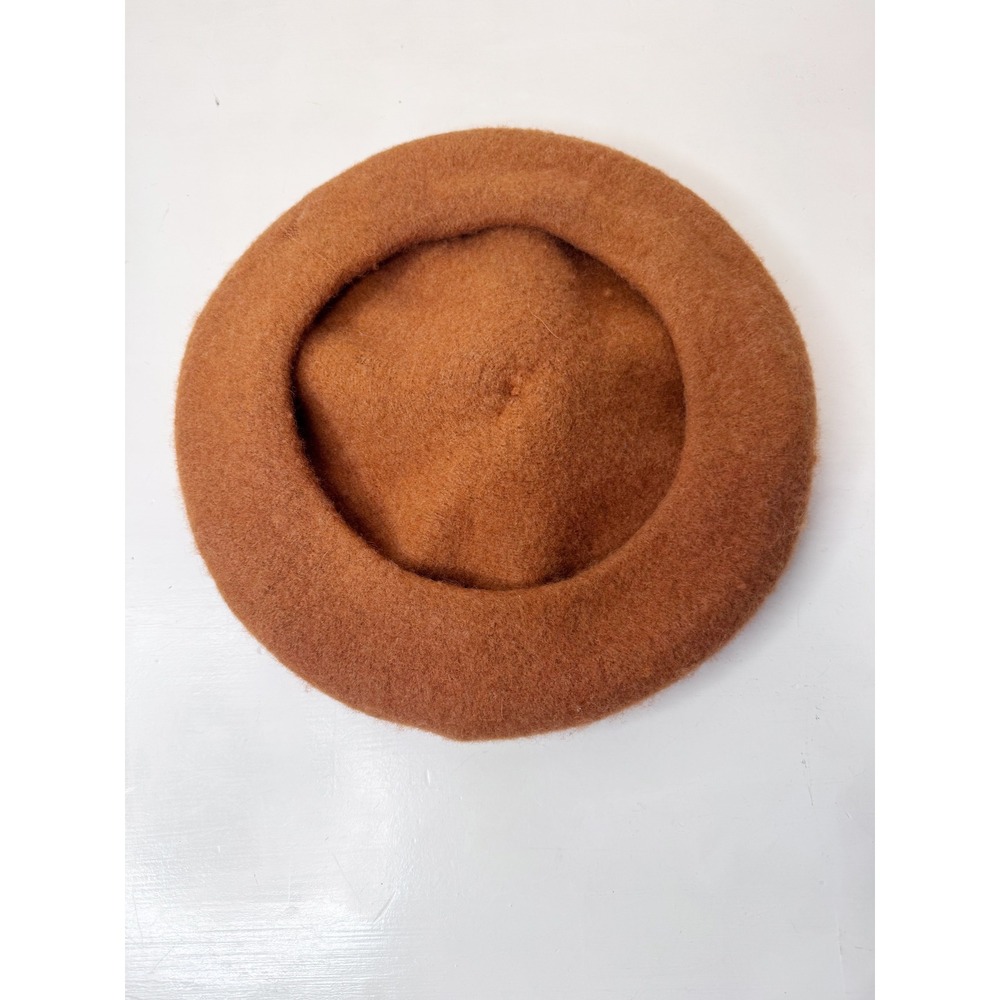 Madewell | Pom Pom Beret, 100% Wool w/ Faux Fur Poms, Rust Orange K5812 One Size - Picture 2 of 9